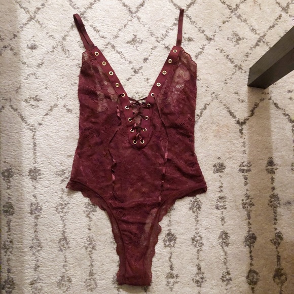 Other - Sexy Sheer Lace Tie-Up Bodysuit